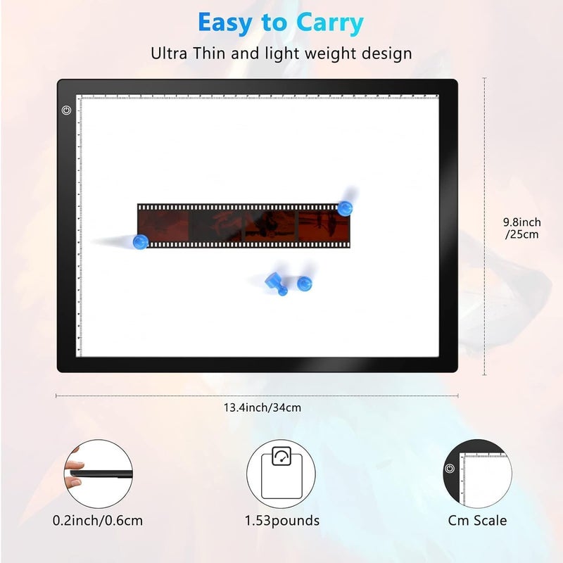 DigitPro Slide & Negative Viewer Light Box, Light Table for Scanning Film Negatives and Slides/4A Light Pad,3-Level Backlight Ultra-Thin Film Scanner-USB Powered - Image 5